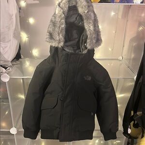The North Face Black Hooded Jacket with Fur Trim